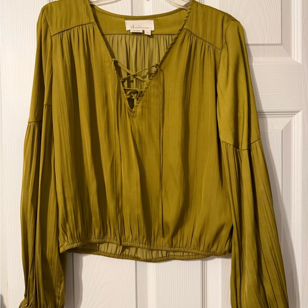 Anthropologie Olive Green Women's Top. Size Medium. Runs small.
